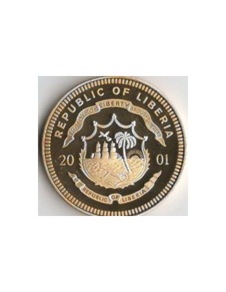 Rewers monety Liberia 10 Dolarów 2001 ECU Irlandia