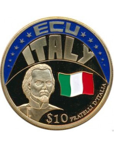 Awers monety Liberia 10 Dolarów 2001 ECU Włochy