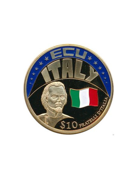 Awers monety Liberia 10 Dolarów 2001 ECU Włochy