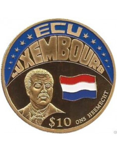 Awers monety Liberia 10 Dolarów 2001 ECU Luksemburg