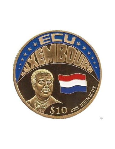 Awers monety Liberia 10 Dolarów 2001 ECU Luksemburg