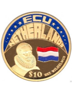 Awers monety Liberia 10 Dolarów 2001 ECU Holandia