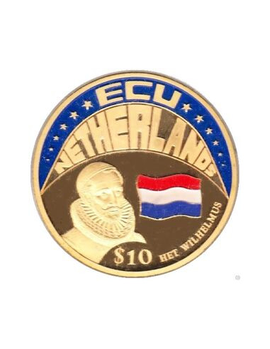 Awers monety Liberia 10 Dolarów 2001 ECU Holandia