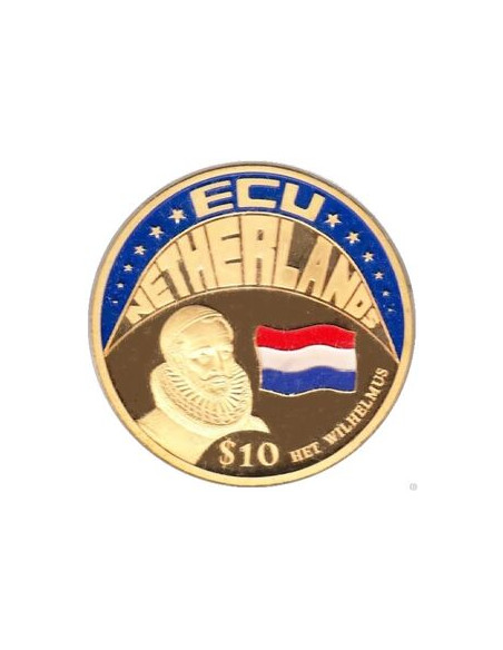 Awers monety Liberia 10 Dolarów 2001 ECU Holandia