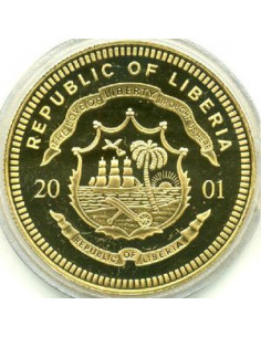 Awers monety Liberia 10 Dolarów 2001 ECU Portugalia 2