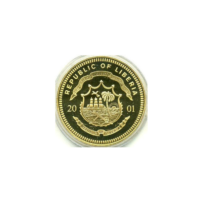 Rewers monety Liberia 10 Dolarów 2001 ECU Portugalia