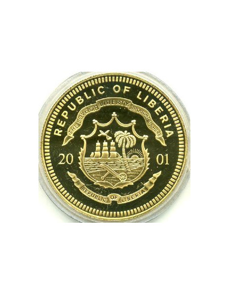 Rewers monety Liberia 10 Dolarów 2001 ECU Portugalia