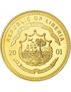 Awers monety Liberia 10 Dolarów 2001 ECU Zjednoczone Królestwo 2