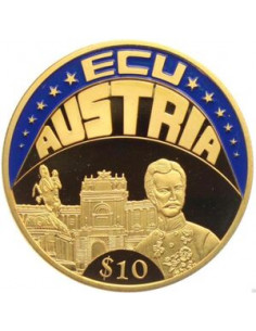 Awers monety Liberia 10 Dolarów 2002 ECU Austria