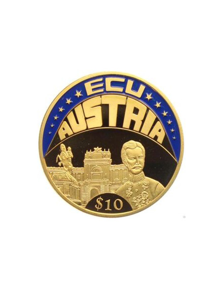 Awers monety Liberia 10 Dolarów 2002 ECU Austria