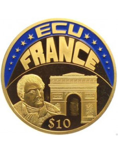 Awers monety Liberia 10 Dolarów 2002 ECU  Francja