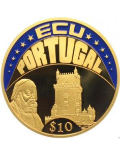 Awers monety Liberia 10 Dolarów 2002 ECU  Portugalia