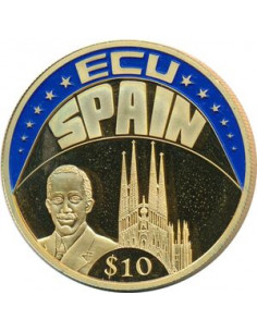 Awers monety Liberia 10 Dolarów 2002 ECU HISZPANIA