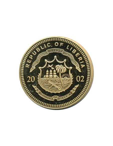 Rewers monety Liberia 10 Dolarów 2002 ECU HISZPANIA