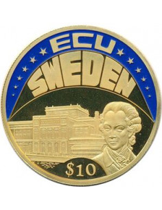 Awers monety Liberia 10 Dolarów 2002 ECU SZWECJA