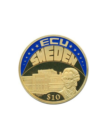 Awers monety Liberia 10 Dolarów 2002 ECU SZWECJA