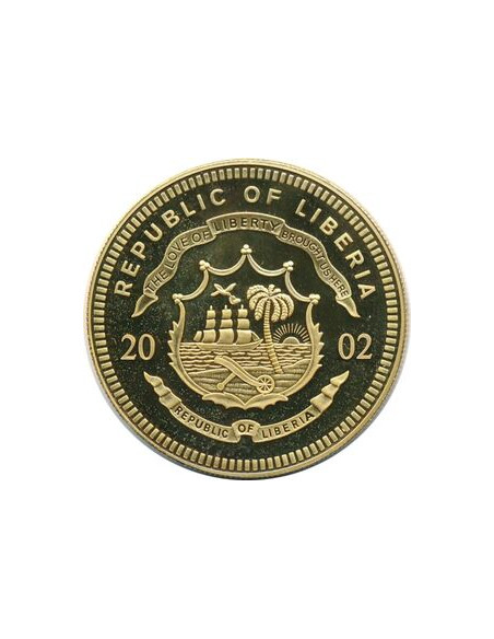 Rewers monety Liberia 10 Dolarów 2002 ECU SZWECJA