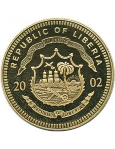 Awers monety Liberia 10 Dolarów 2002 ECU Zjednoczone Królestwo 2