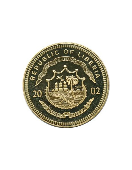 Rewers monety Liberia 10 Dolarów 2002 ECU Zjednoczone Królestwo