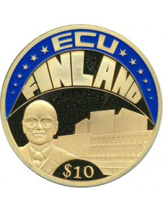 Awers monety Liberia 10 Dolarów 2002 ECU FINLANDIA