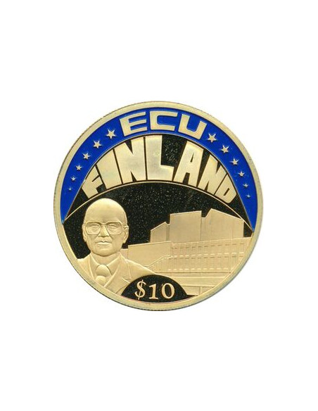 Awers monety Liberia 10 Dolarów 2002 ECU FINLANDIA