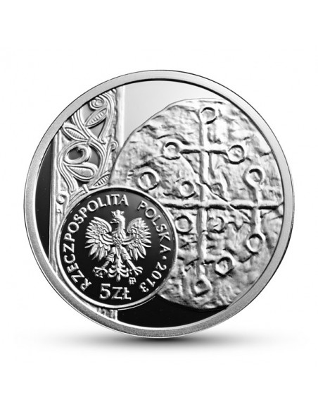 Rewers monety 5 zł 2013 Historia Monety Polskiej – denar Bolesława Chrobrego