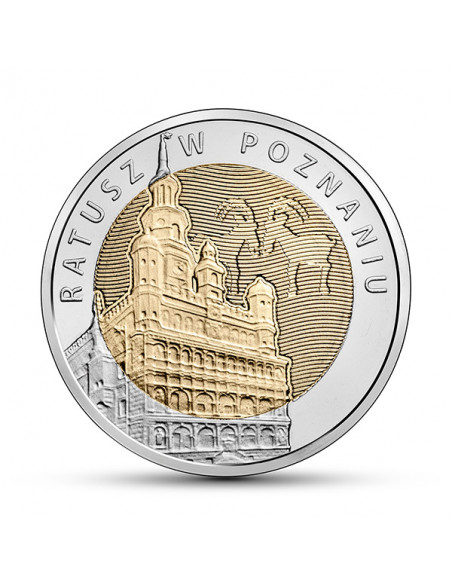 Awers monety 5 zł 2015 Odkryj Polskę – Ratusz w Poznaniu