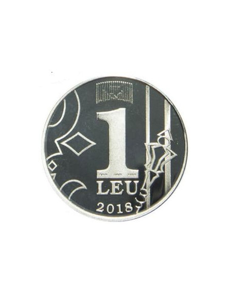 Rewers monety Mołdawia 1 Lej 2018
