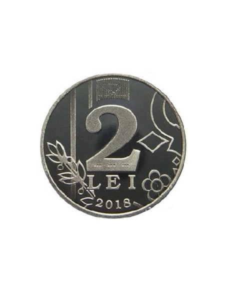 Rewers monety Mołdawia 2 Lej 2018