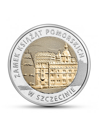 Awers monety 5 zł 2016 Odkryj Polskę – Zamek Książąt Pomorskich w Szczecinie