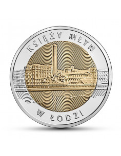 Awers monety 5 zł 2016 Odkryj Polskę – Księży Młyn w Łodzi