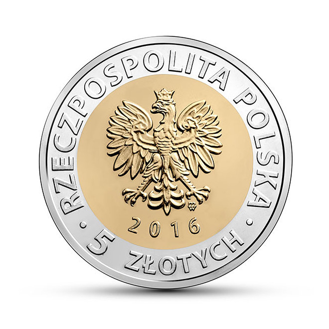 Rewers monety 5 zł 2016 Odkryj Polskę – Księży Młyn w Łodzi