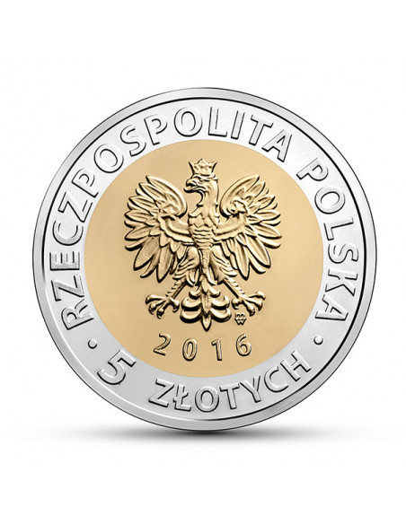 Rewers monety 5 zł 2016 Odkryj Polskę – Księży Młyn w Łodzi