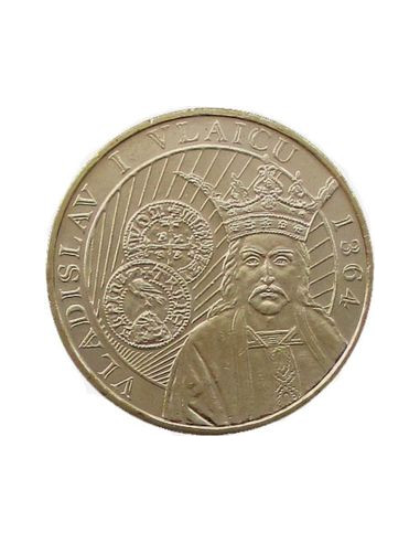 Awers monety Rumunia 50 Bani 2014 650. rocznica panowania Władysława I Vlaicu