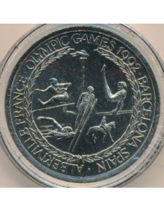 Awers monety  Turks i Caicos 5 Koron 1992 XXV Letnie i XVI Zimowe Igrzyska Olimpijskie