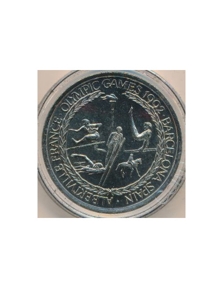 Awers monety  Turks i Caicos 5 Koron 1992 XXV Letnie i XVI Zimowe Igrzyska Olimpijskie