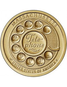 Awers monety USA 1 Dolar 2020 Telefon. Massachusetts