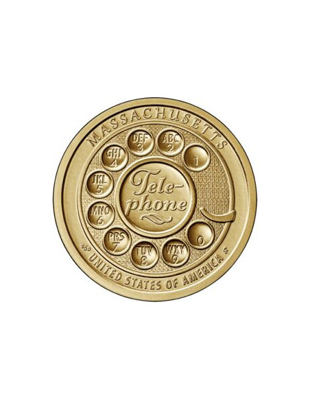 Awers monety USA 1 Dolar 2020 Telefon. Massachusetts