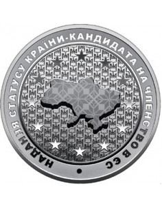Awers monety 5 Hrywien 2022 Nadanie statusu kraju kandydującego do UE
