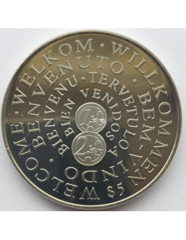 Awers monety Liberia 5 Dolarów 2000