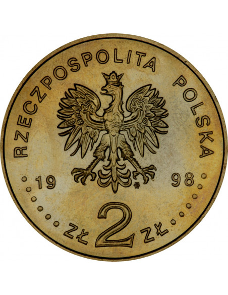 Rewers monety 2 zł 1998 XVIII. Zimowe Igrzyska Olimpijskie w Nagano