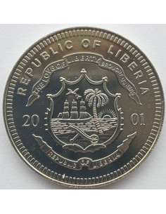Awers monety Liberia 5 Dolarów 2001 2