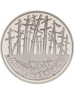 Awers monety 20 zł 1995 Katyń Miednoje Charków 1940