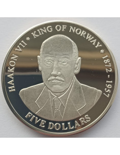 Awers monety Liberia 5 Dolarów 2001