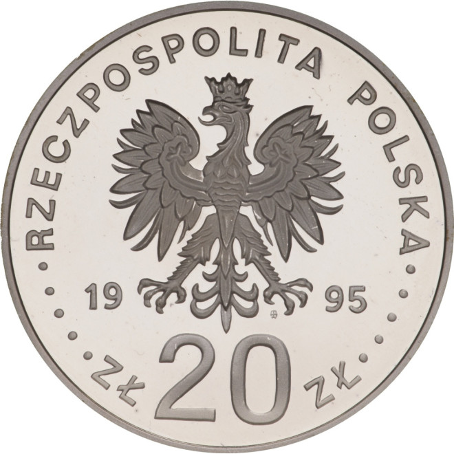 Rewers monety 20 zł 1995 Katyń Miednoje Charków 1940