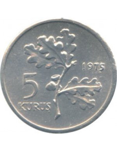 Awers monety Turcja 5 Kuruszy FAO głowa panny młodej 2