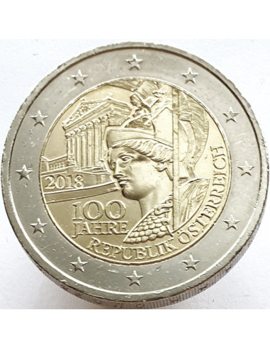 Awers monety 2 euro 2018 100 lat Republiki Austrii