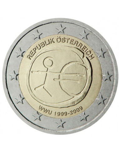 Awers monety 2 euro 2009 10lecie wprowadzenia systemu euro Austria