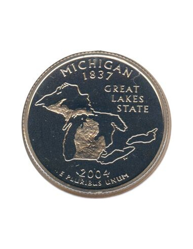 Awers monety 25 centów / ćwiartka 2004 Michigan — stan Wielkich Jezior