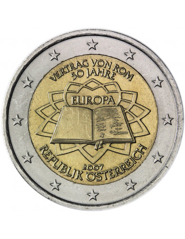 Awers monety 2 euro 2007 50lecie Traktatu Rzymskiego Austria